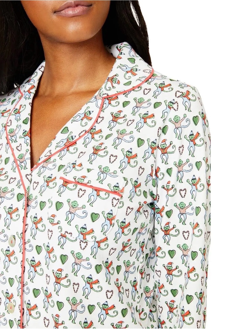 Roller Rabbit Merry Monkey Women’s Long Sleeve Polo PJ Set Women’s Sz S